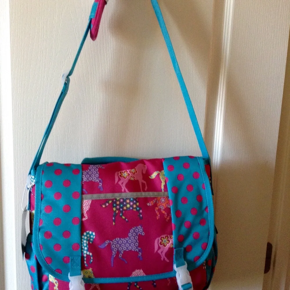 NWT Garnet Hill Kids Messenger Bag with Pony Print - Picture 2 of 8